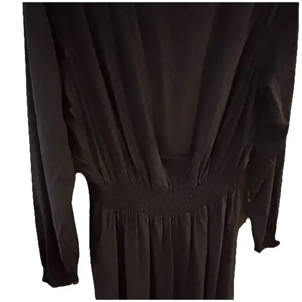 Croft And Barrow Black Dress Large Midi Long Sleeve Rayon Career Professional